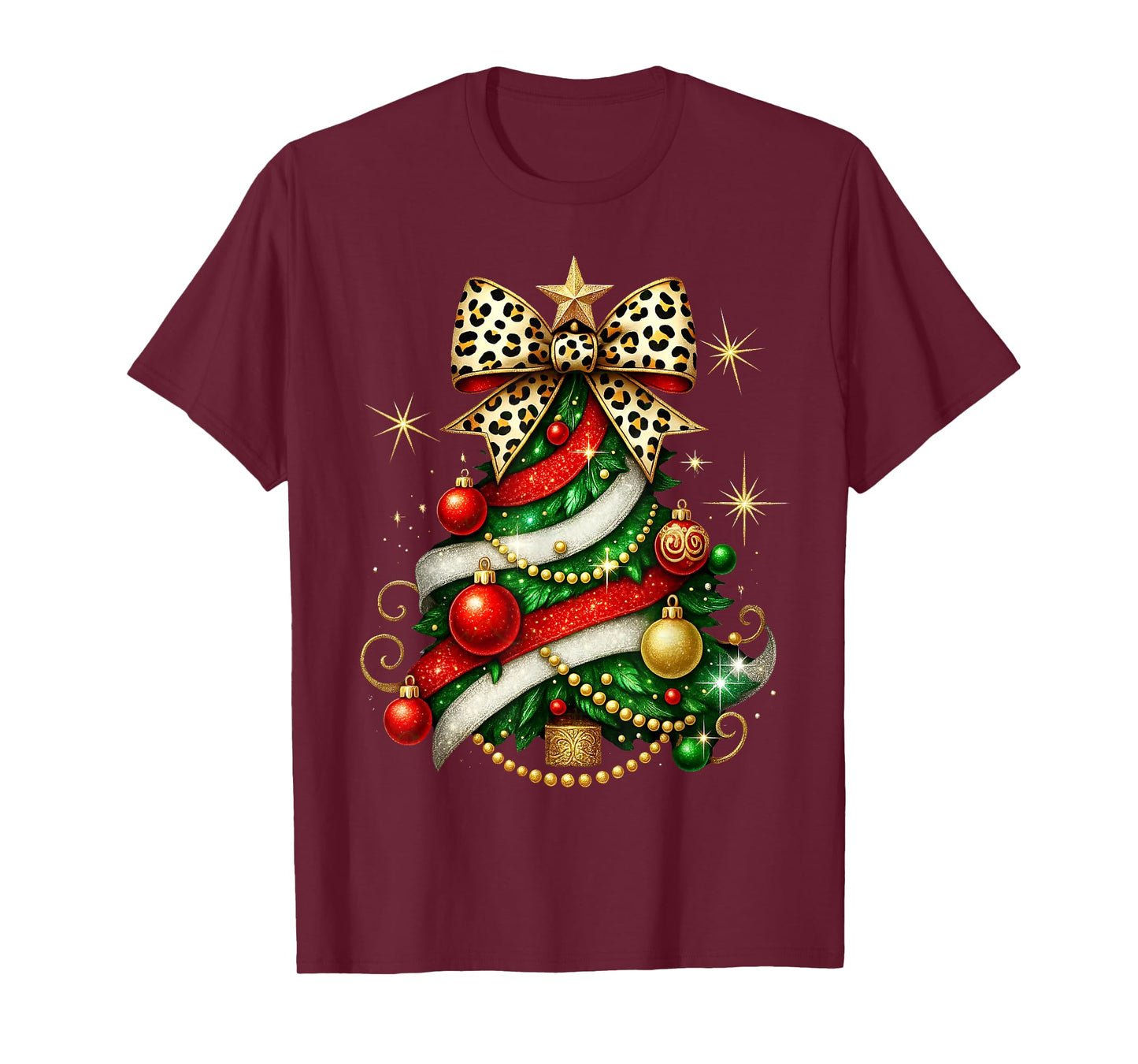 Merry Christmas Coquette Bow Xmas Tree Ornament Funny Family T-Shirt