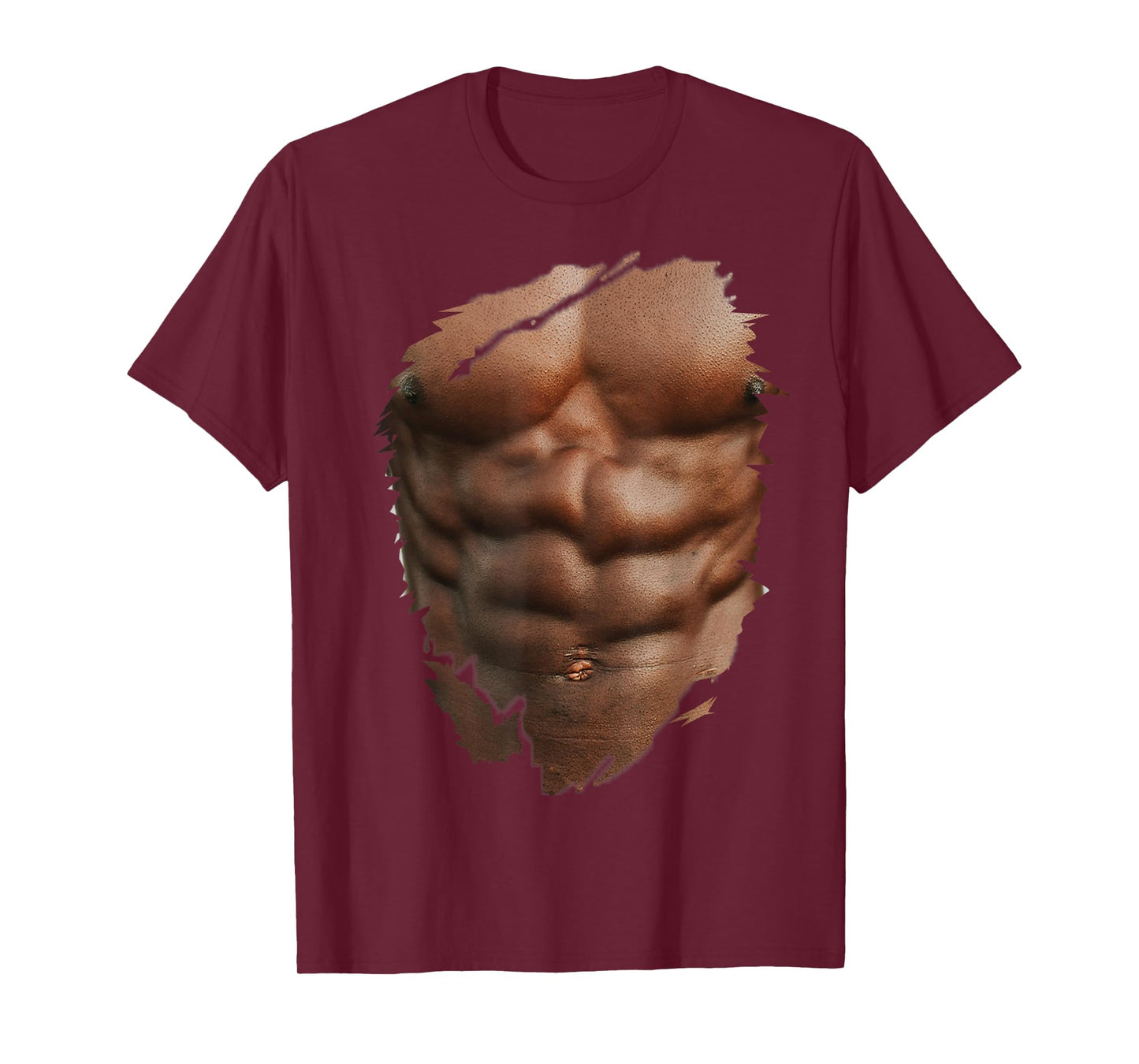 Funny Fake Ripped Muscles Six Pack Abs Black Bodybuilder T-Shirt