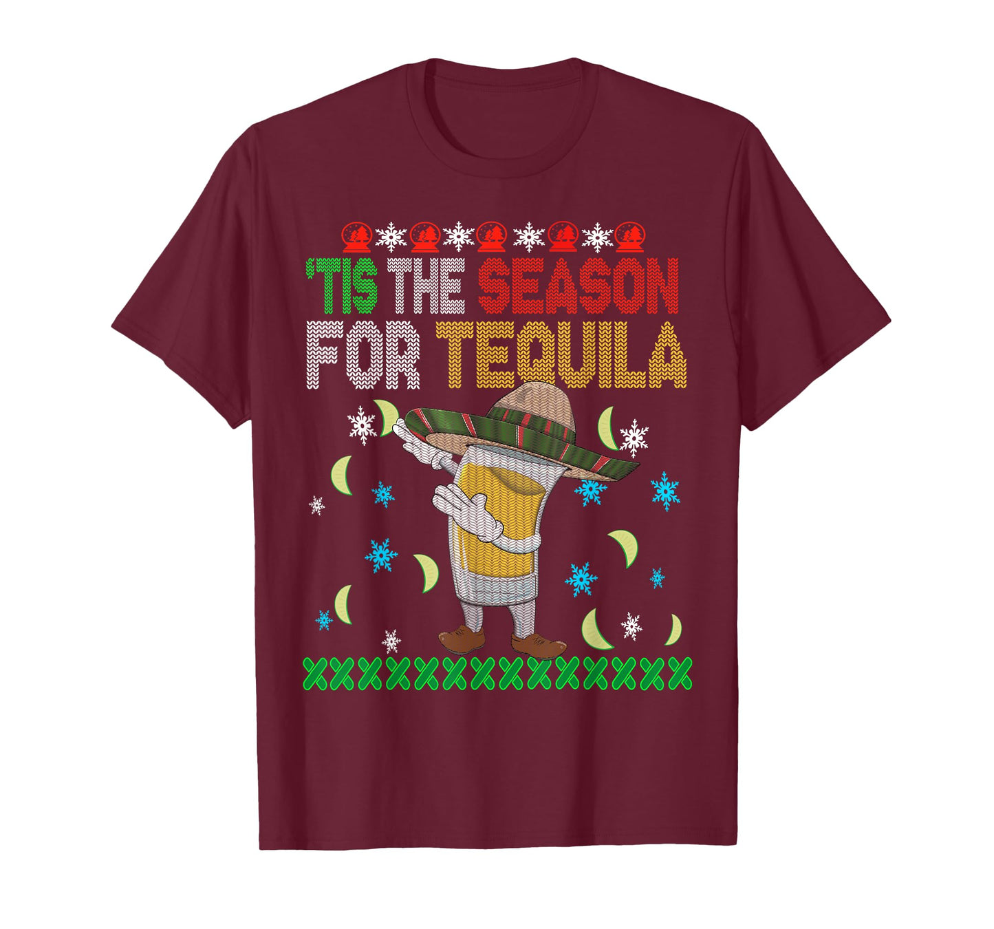 'Tis The Season For Tequila Dabbing Ugly Christmas Alcohol T-Shirt