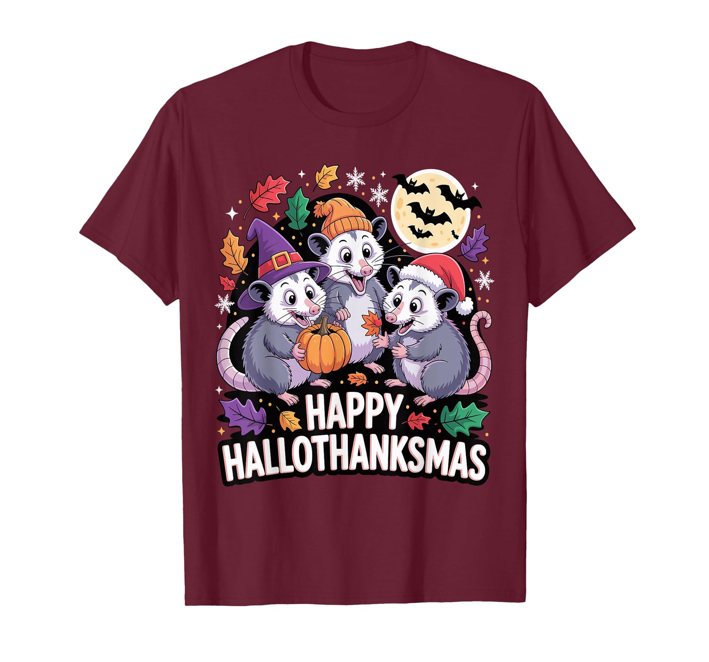 Happy Hallothanksmas Opossum Pumpkin Fun T-Shirt