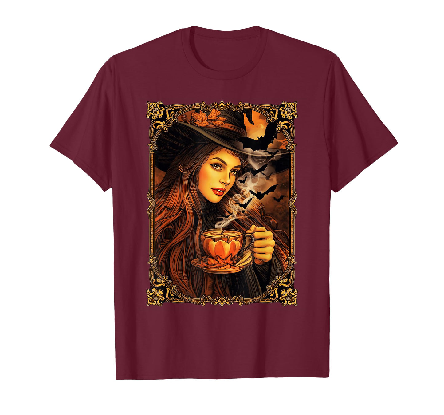 Vintage Halloween Witch Pumpkin Spice Latte Syrup Creamer T-Shirt