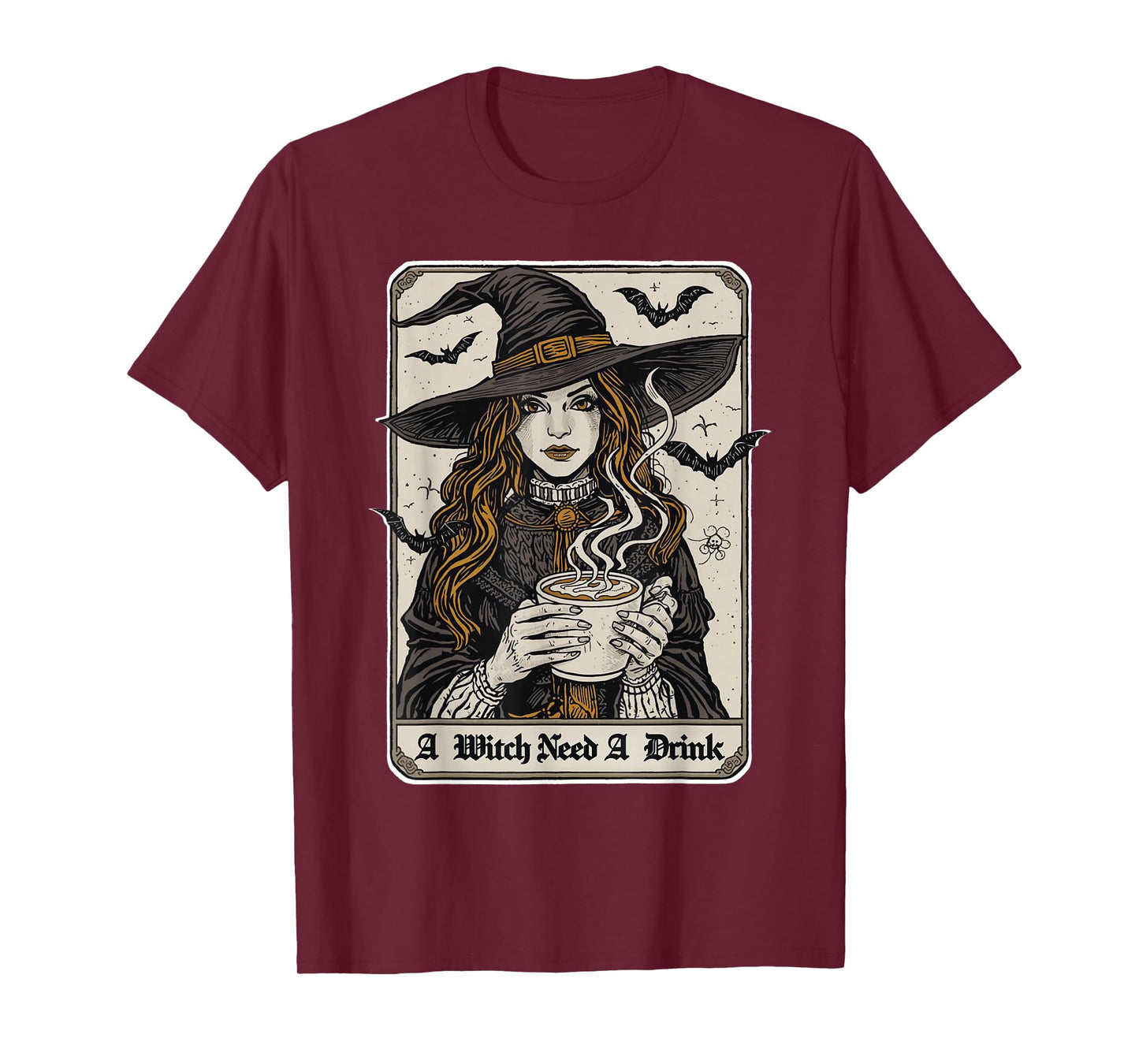 Vintage Halloween Witch Pumpkin Spice Latte Syrup Creamer T-Shirt