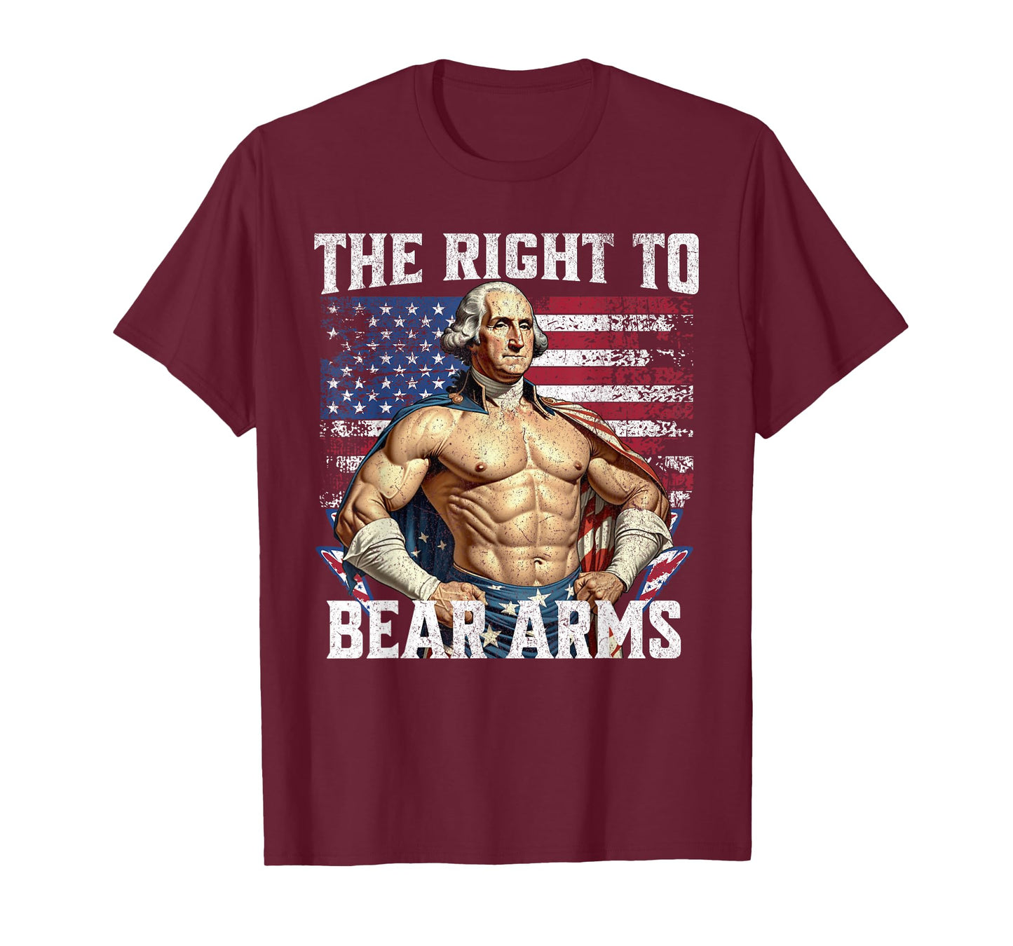 Bodybuilding 4th of July Dad USA Flag 2nd Bear Arms T-Shirt
