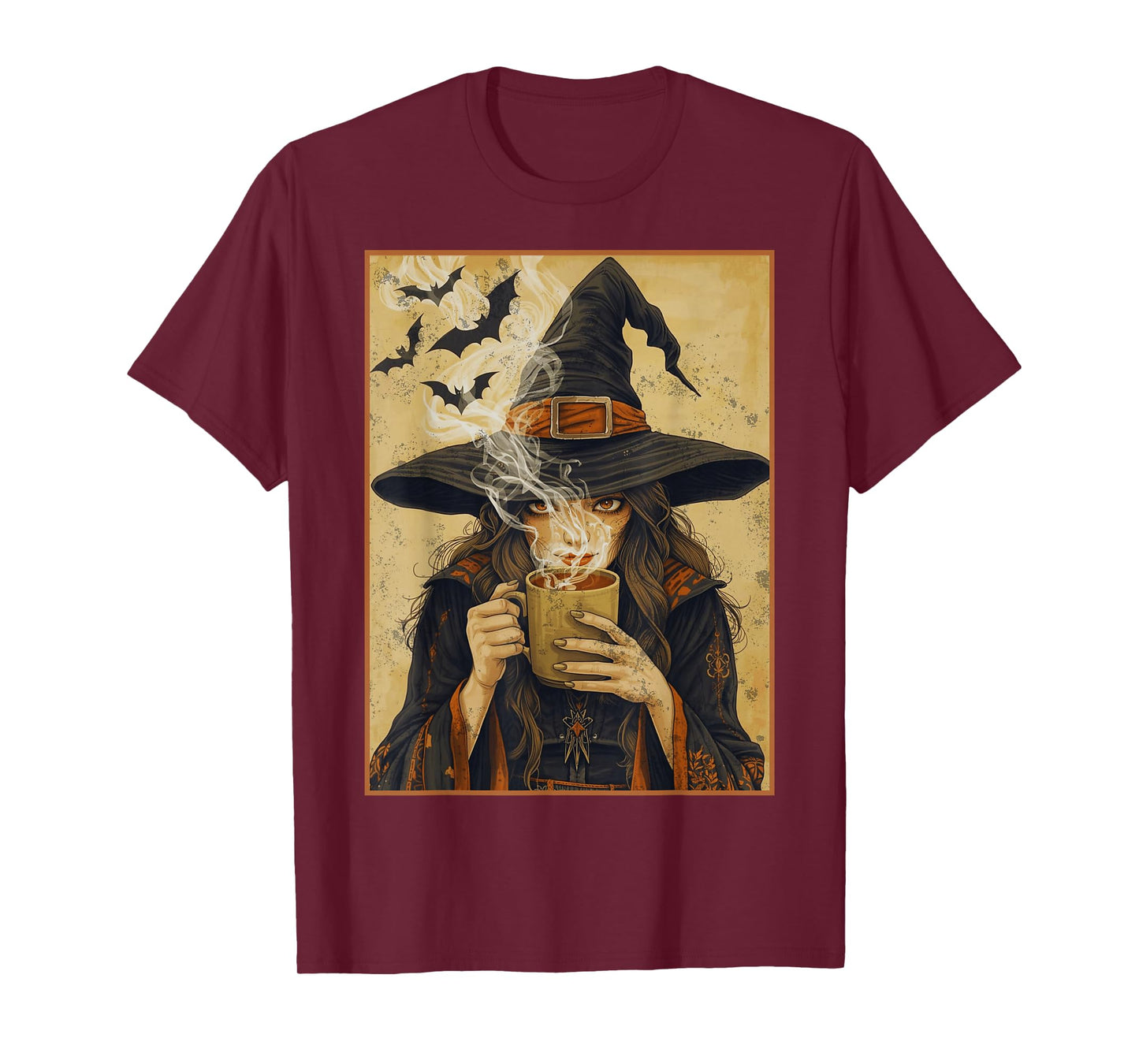 Vintage Halloween Witch Pumpkin Spice Latte Syrup Creamer T-Shirt
