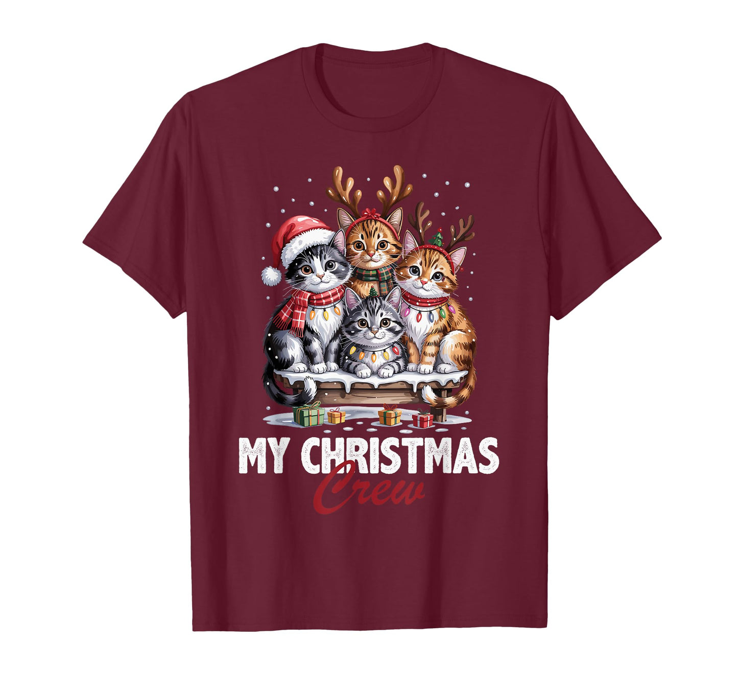 Cat Christmas Crew Cute Pet Lovers Funny Holiday Pajama T-Shirt