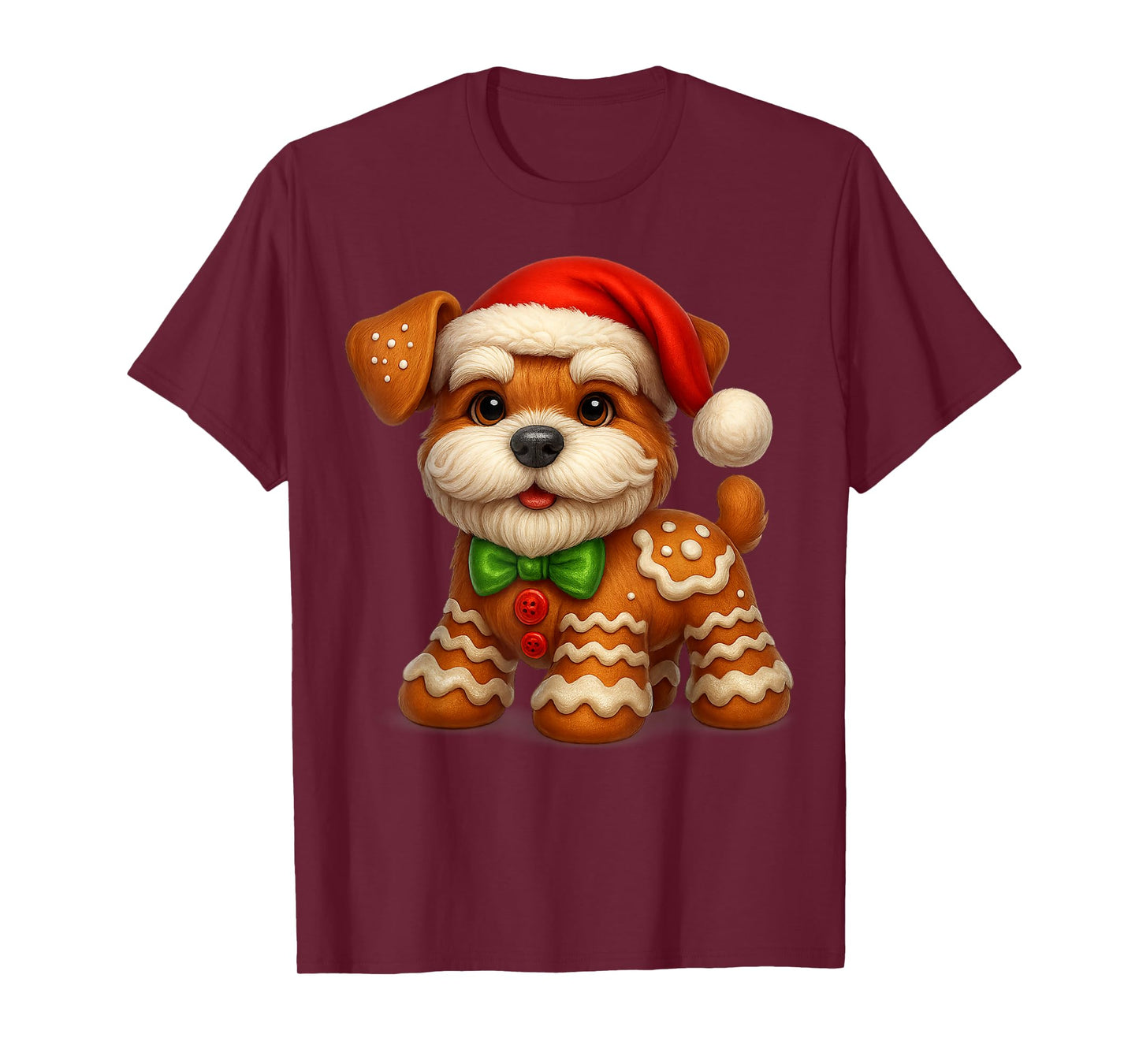 Funny Gingerbread Man Dog Christmas Tees Womens Mens Gifts T-Shirt