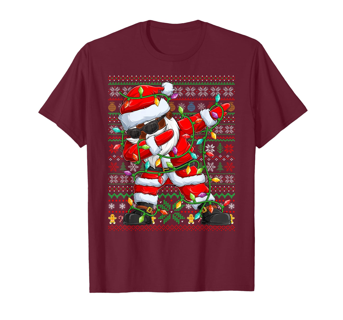 Dabbing Santa Xmas Lights Pajamas Ugly Christmas Sweaters T-Shirt