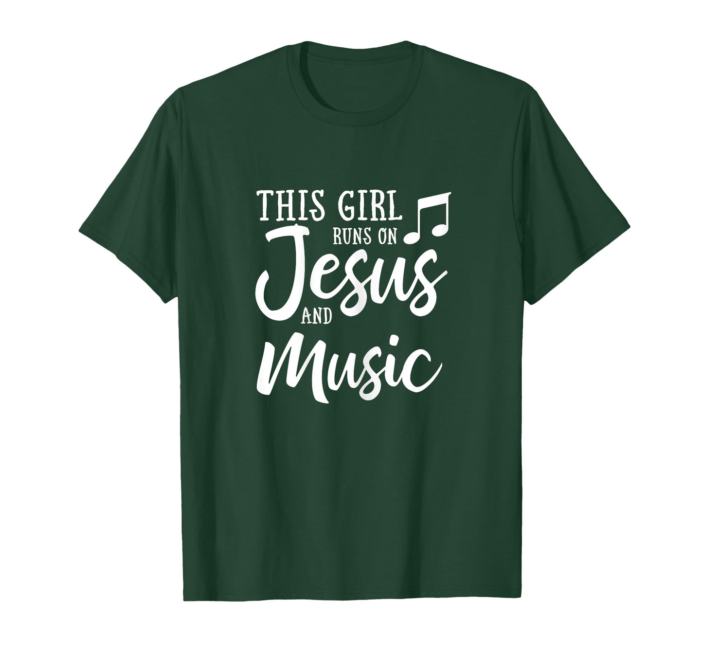 This Girl Runs On Jesus And Music Shirt Christian Gift T-Shirt