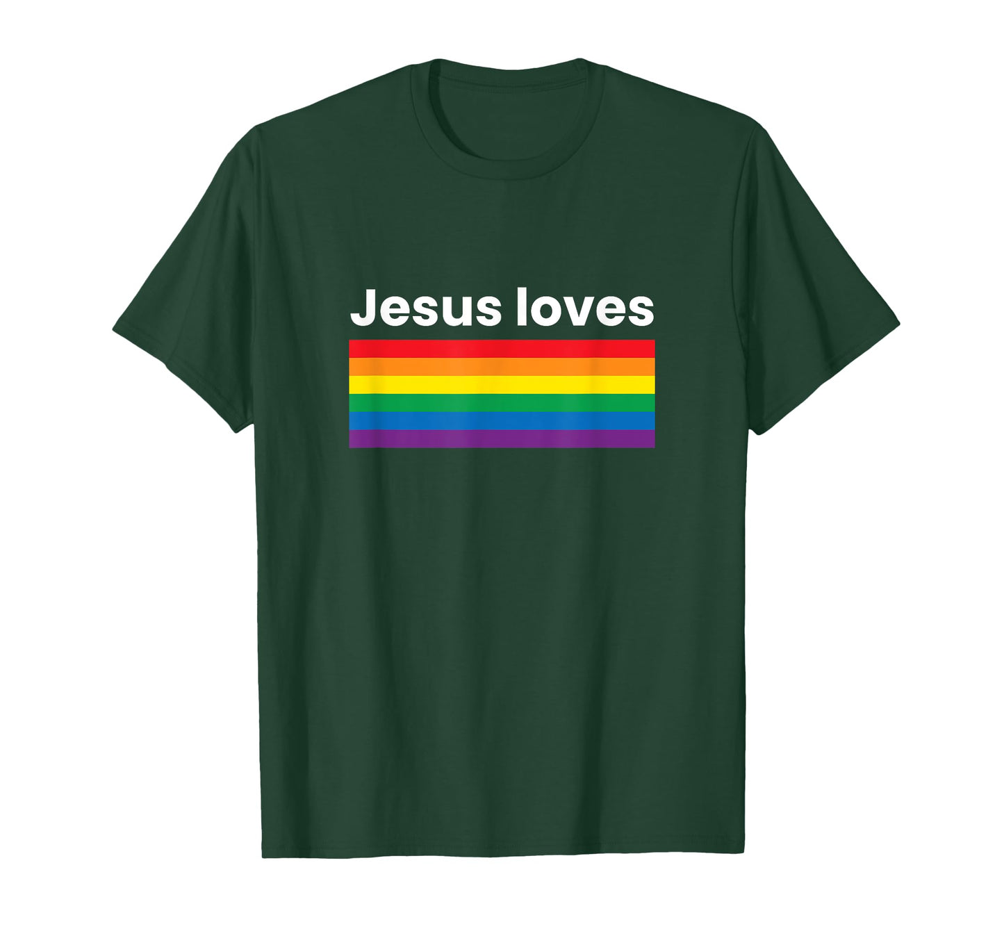 Rainbow Pride Gay Christian LGBTQ+ Jesus Loves T-Shirt