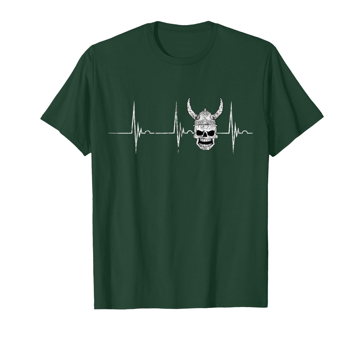 Viking Skull Warrior Heartbeat ECG Pulse Odin Celtic T-Shirt