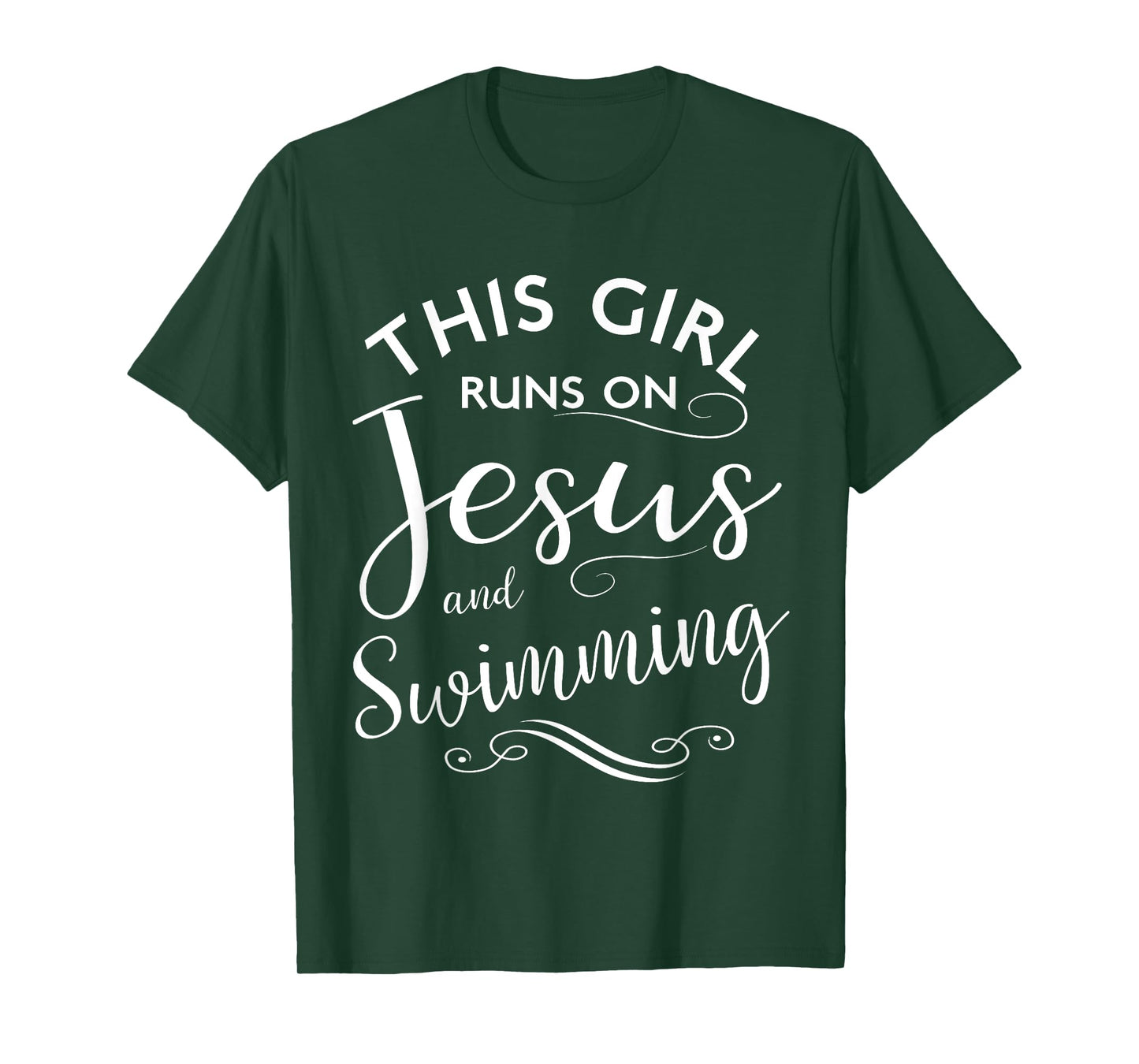 This Girl Runs On Jesus And Swimming Shirt Christian Sport T-Shirt