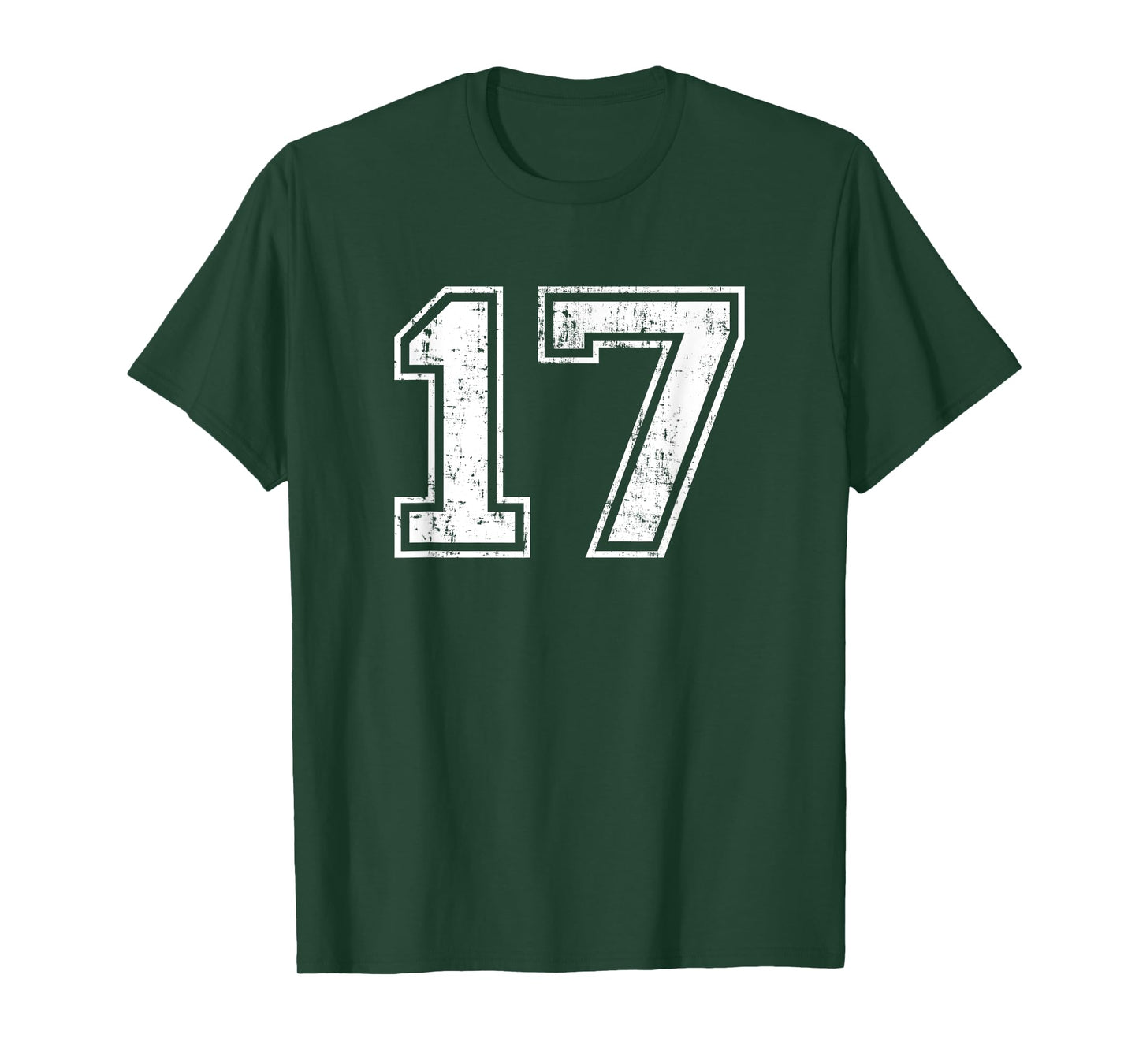 Number 17 Distressed Vintage Seventeen Sports Team Training T-Shirt