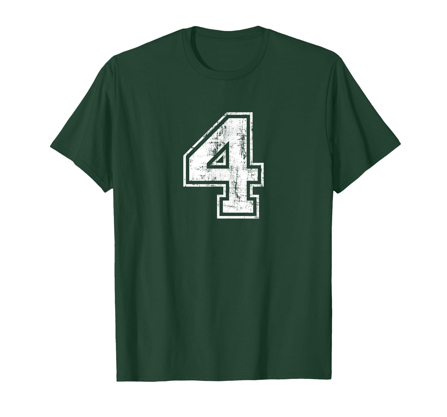 Sport Training Practice Varsity Distressed Numbers Number 4 Four Unisex-Adults Black Cotton 100% T-Shirt Small Crew Neck Short Sleeve