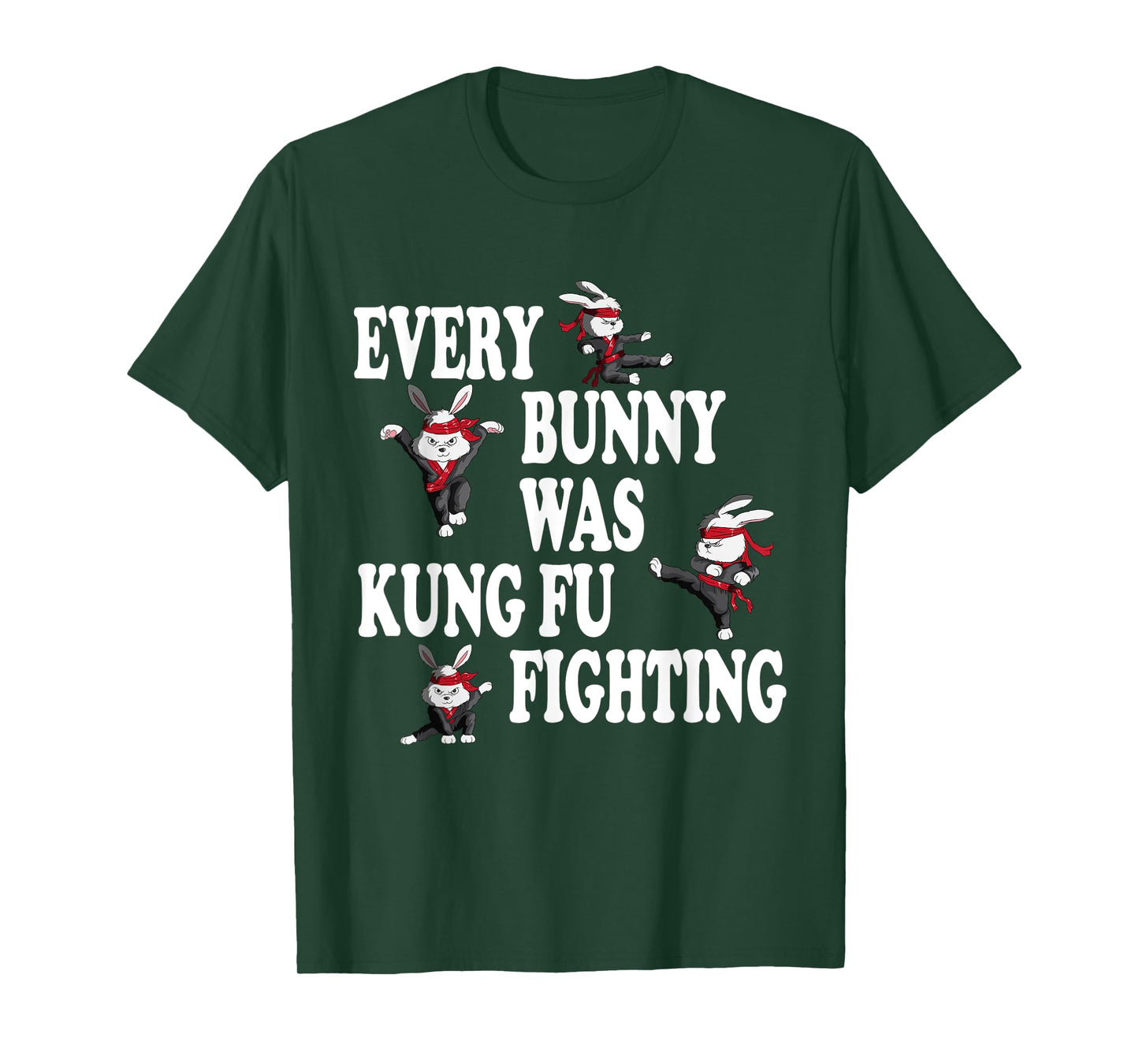 Martial Arts Boxing Fight Training Practice Fights Every Bunny Was Kung Fu Fighting Taekwondo Karate Bunny Unisex Adult T-Shirt Black Short Sleeve Classic Fit Small