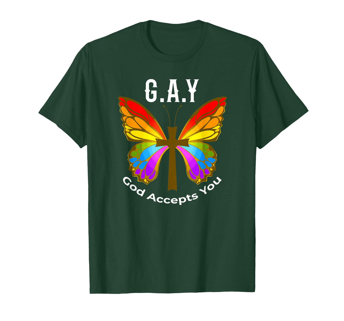 God Accepts You Gay Christian Pride Flag Rainbow Butterfly T-Shirt