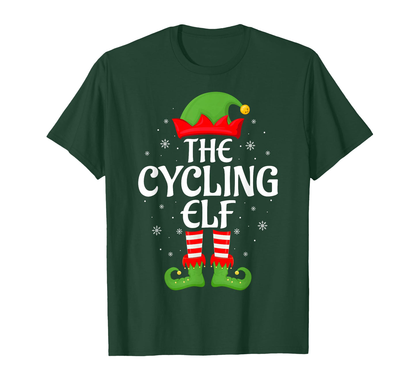 Cycling Elf Xmas Family Matching Elf Squad Christmas T-Shirt