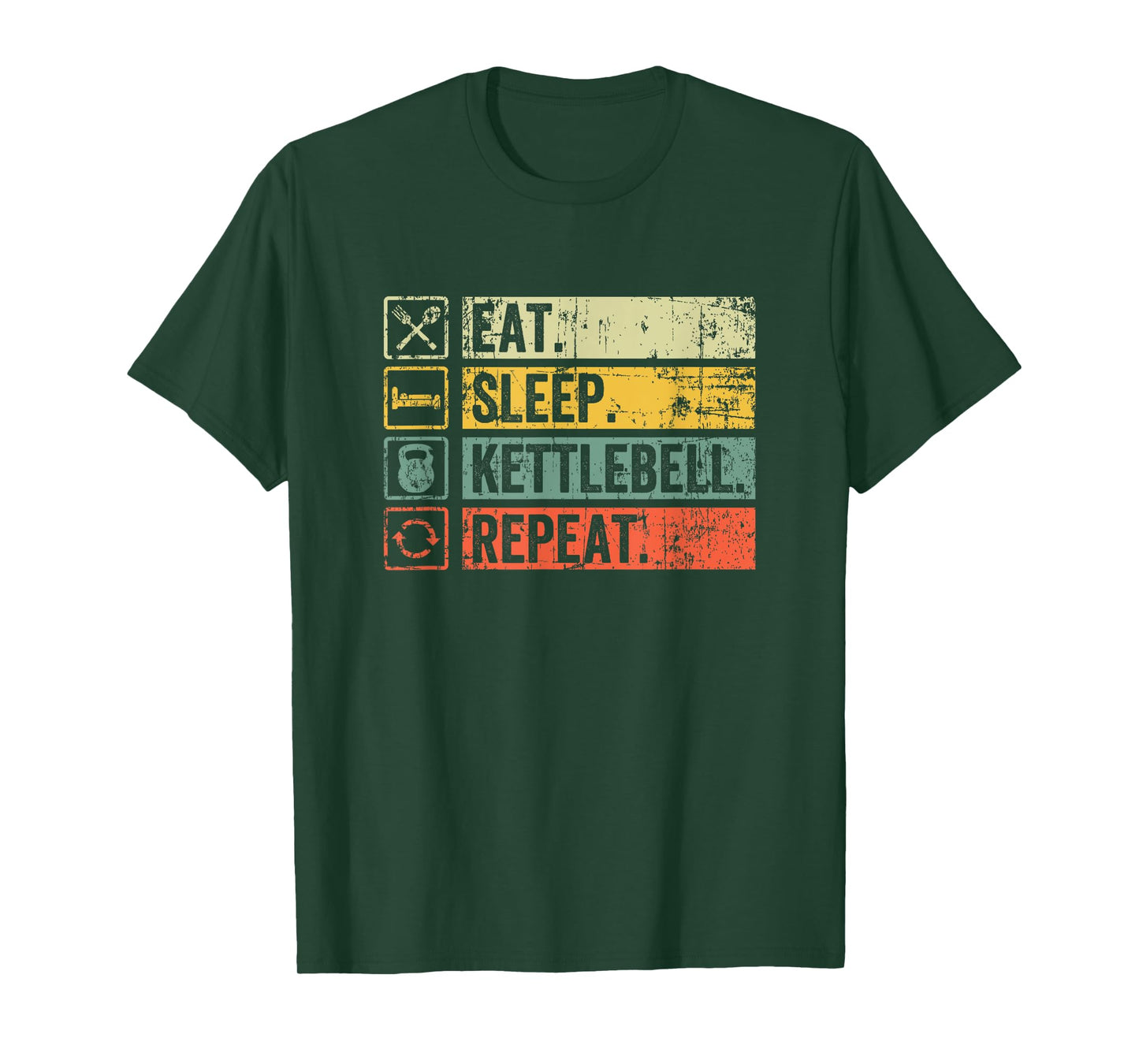 Retro Eat Sleep Kettlebell Repeat Fitness Gym For Women Men T-Shirt