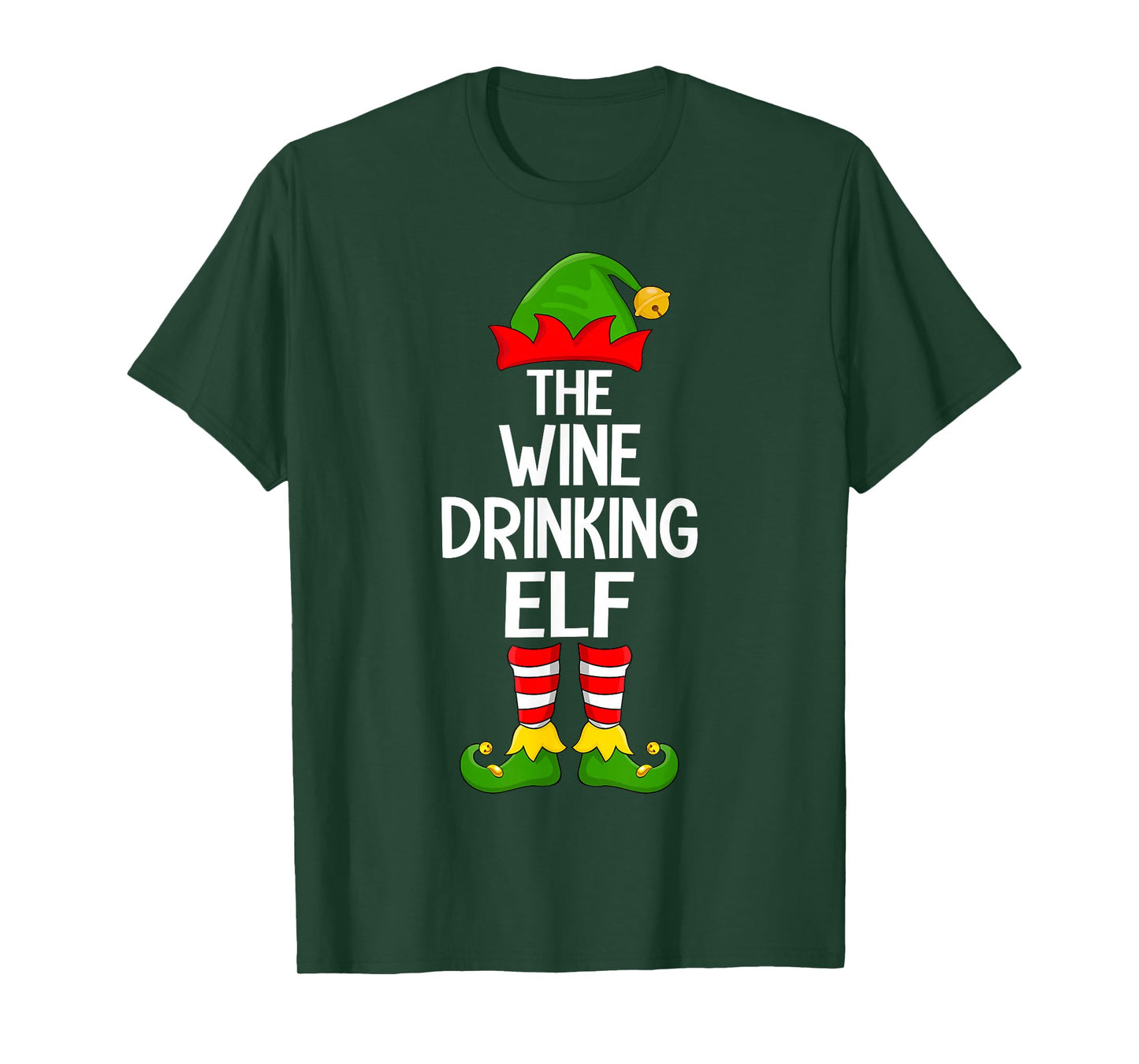 Wine Drinking Elf Xmas Matching Family Elf Squad Christmas T-Shirt