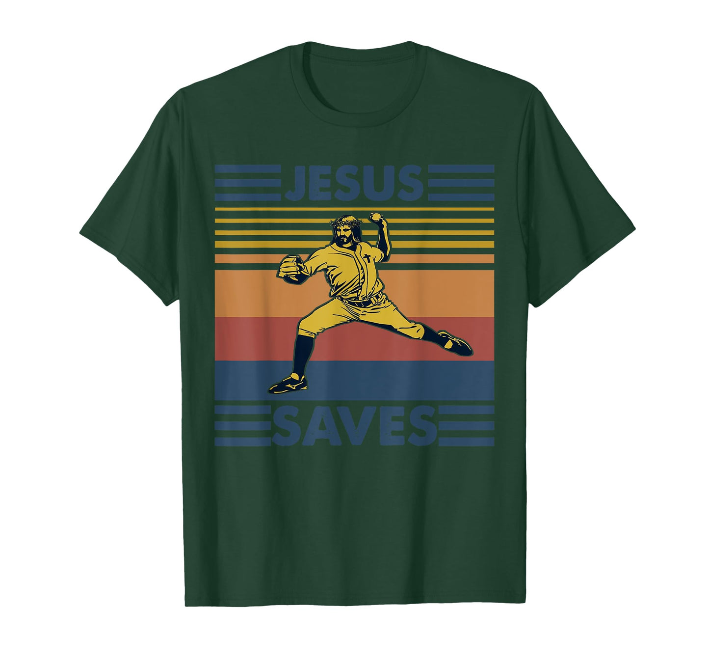 Retro Distressed Jesus Saves Baseball T-Shirt