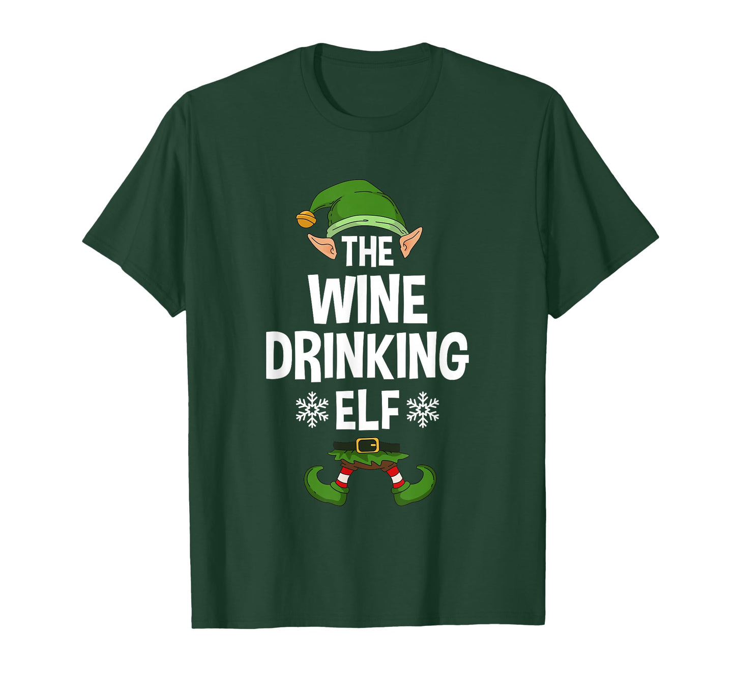 The Wine Drinking Elf Party Family Group Matching X-Mas T-Shirt