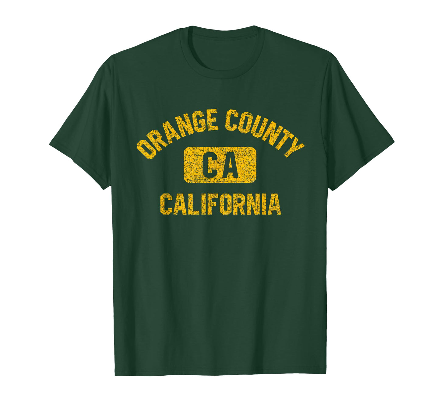 Orange County California Gym Style Distressed Amber Print T-Shirt