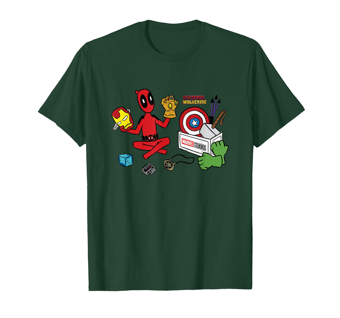 Marvel Deadpool & Wolverine Avengers Tool Box Sketch Icons T-Shirt