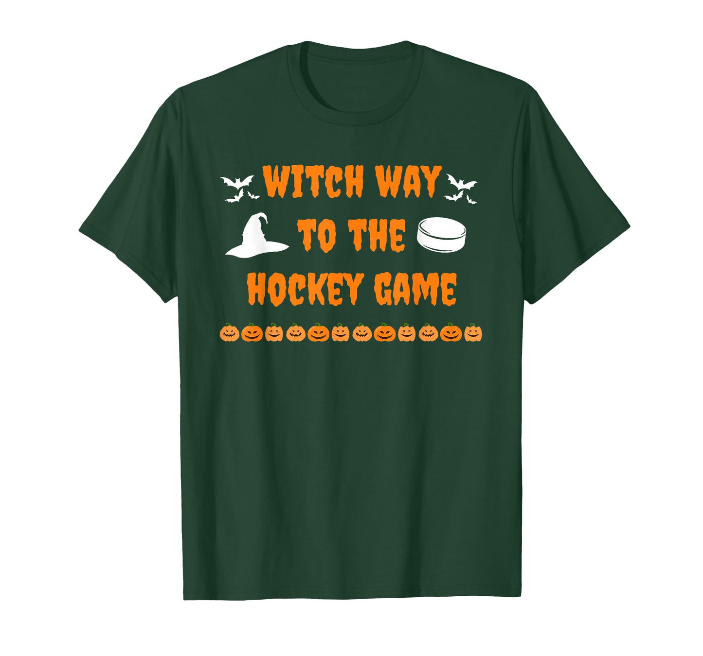 Witch Way to The Hockey Game Spooky Halloween Sports Funny T-Shirt