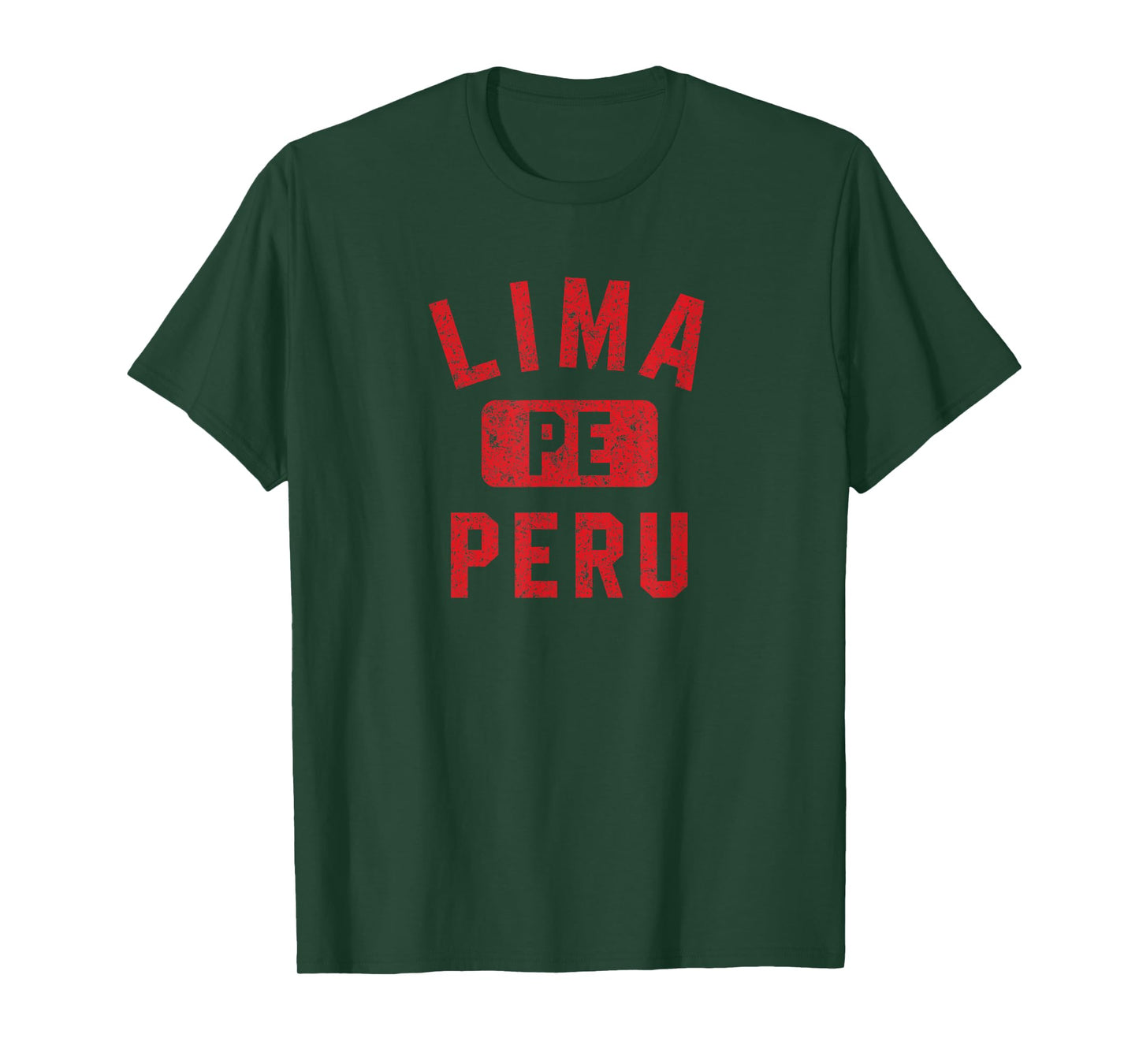 Lima Peru Gym Style Distressed Red Print T-Shirt