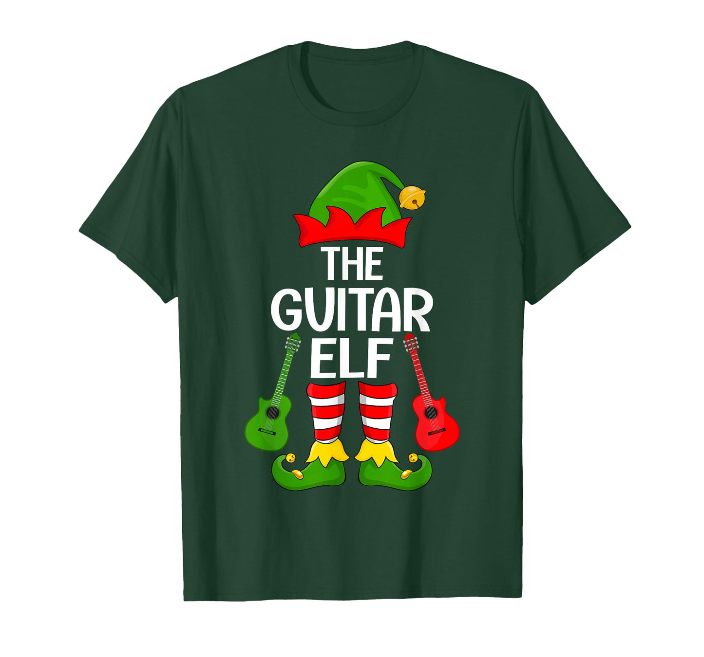 Guitar Elf Xmas Family Matching Elf Squad Christmas T-Shirt