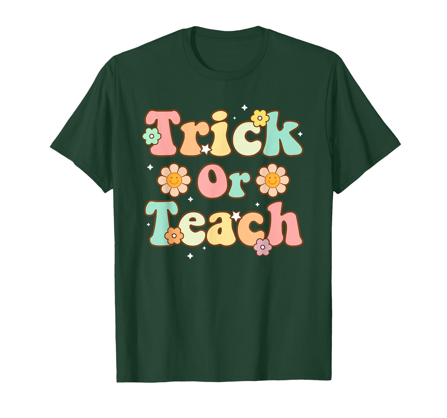 Trick Or Teach Floral Funny Teacher Halloween Costume 2025 T-Shirt