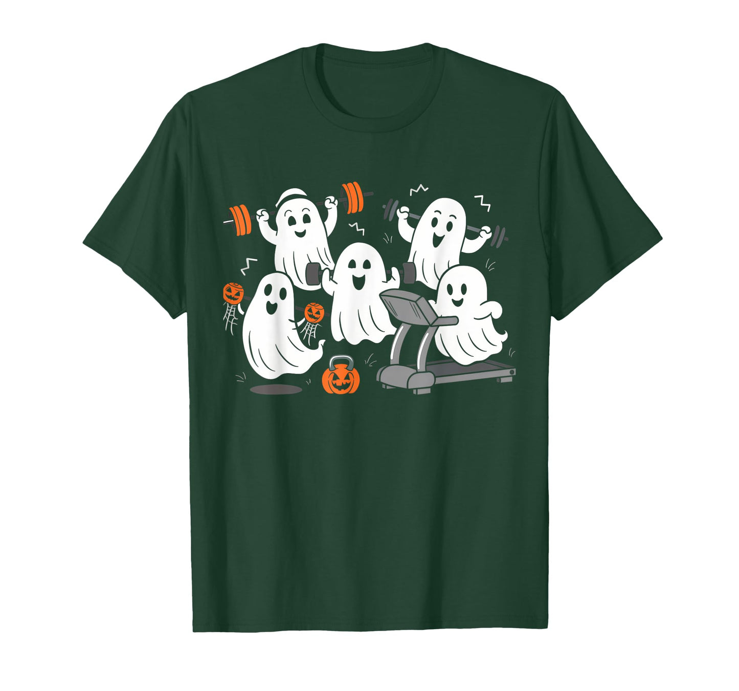 Working Out Ghost Gym Halloween Fitness Weightlifting T-Shirt