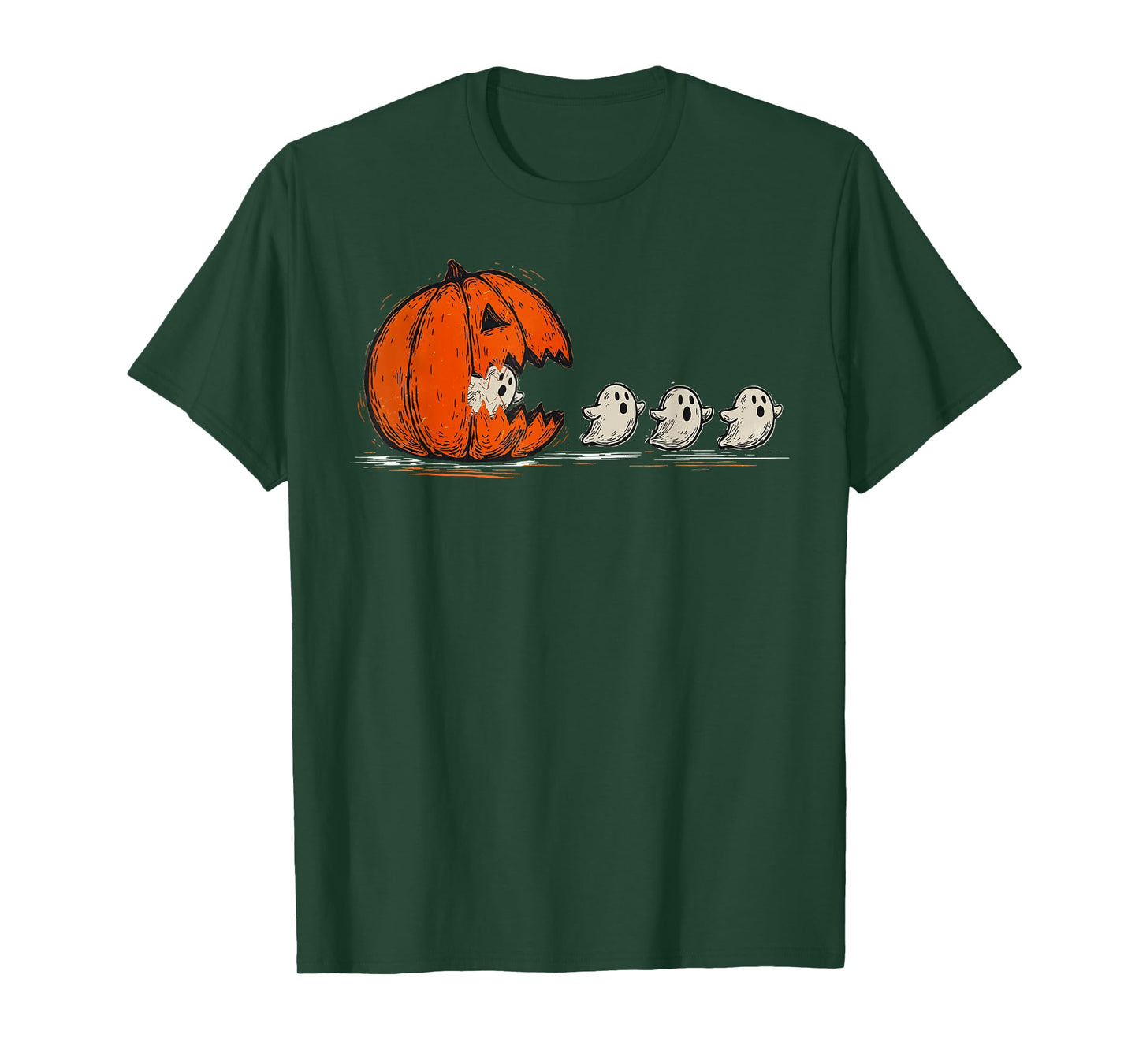 Halloween Gamer Pumpkin Eating Ghost Costume Men Boys Kids T-Shirt