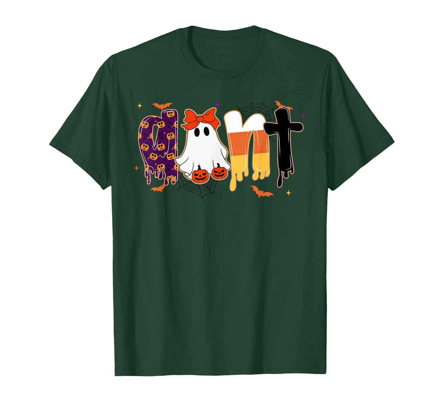 Preppy Halloween Candy Aunt, Funny Spooky Ghost Pumpkin Aunt T-Shirt