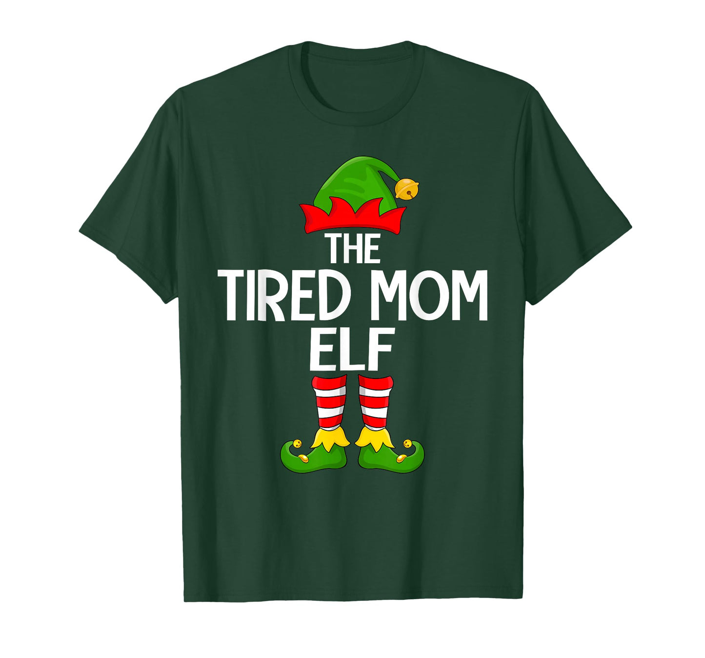 Tired Mom Elf Xmas Matching Family Elf Squad Christmas Women T-Shirt