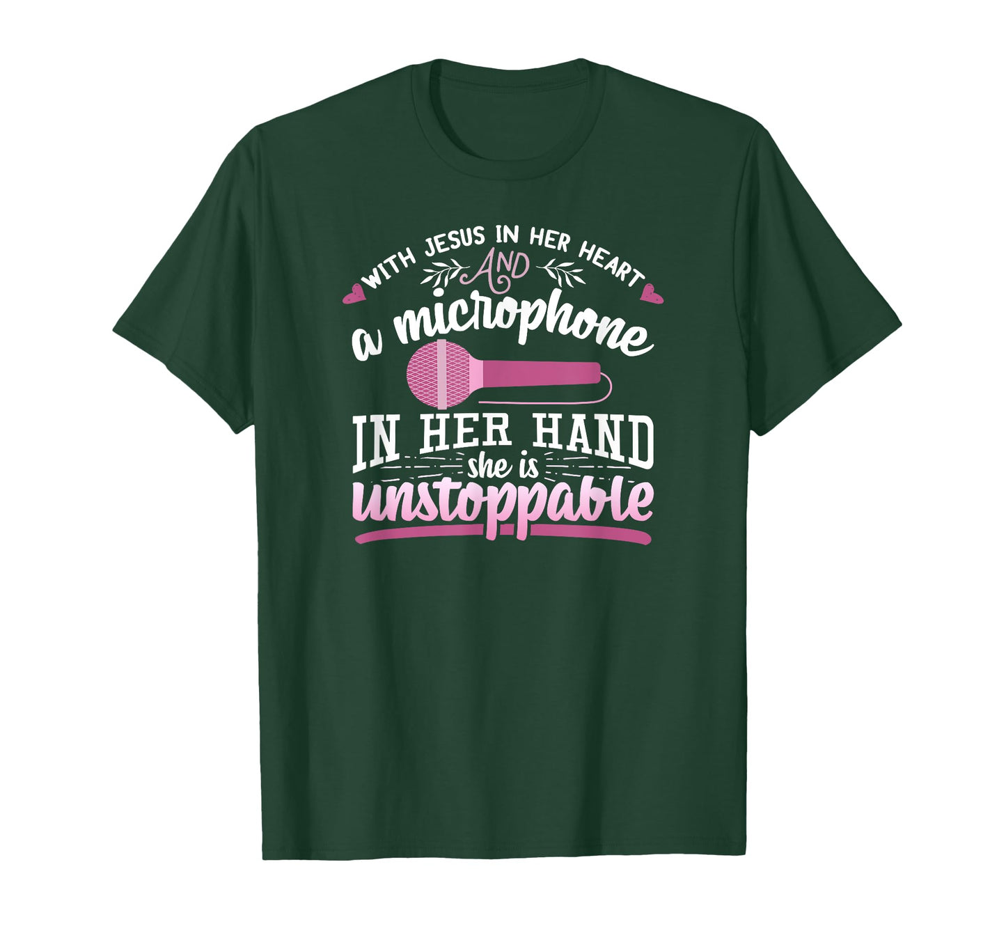 Christian Gospel Singer With Jesus In Her Heart Microphone T-Shirt