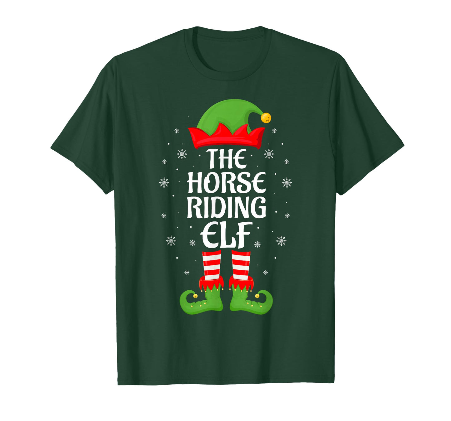 Horse Riding Elf Xmas Family Matching Elf Squad Christmas T-Shirt