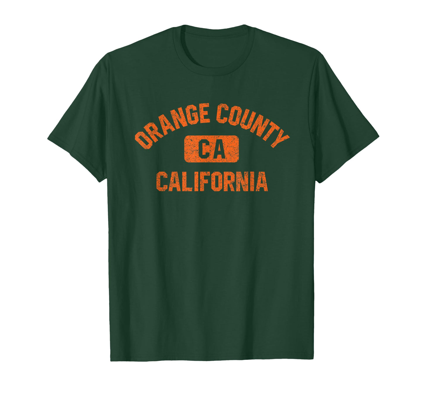 Orange County California Gym Style Distressed Orange Print T-Shirt