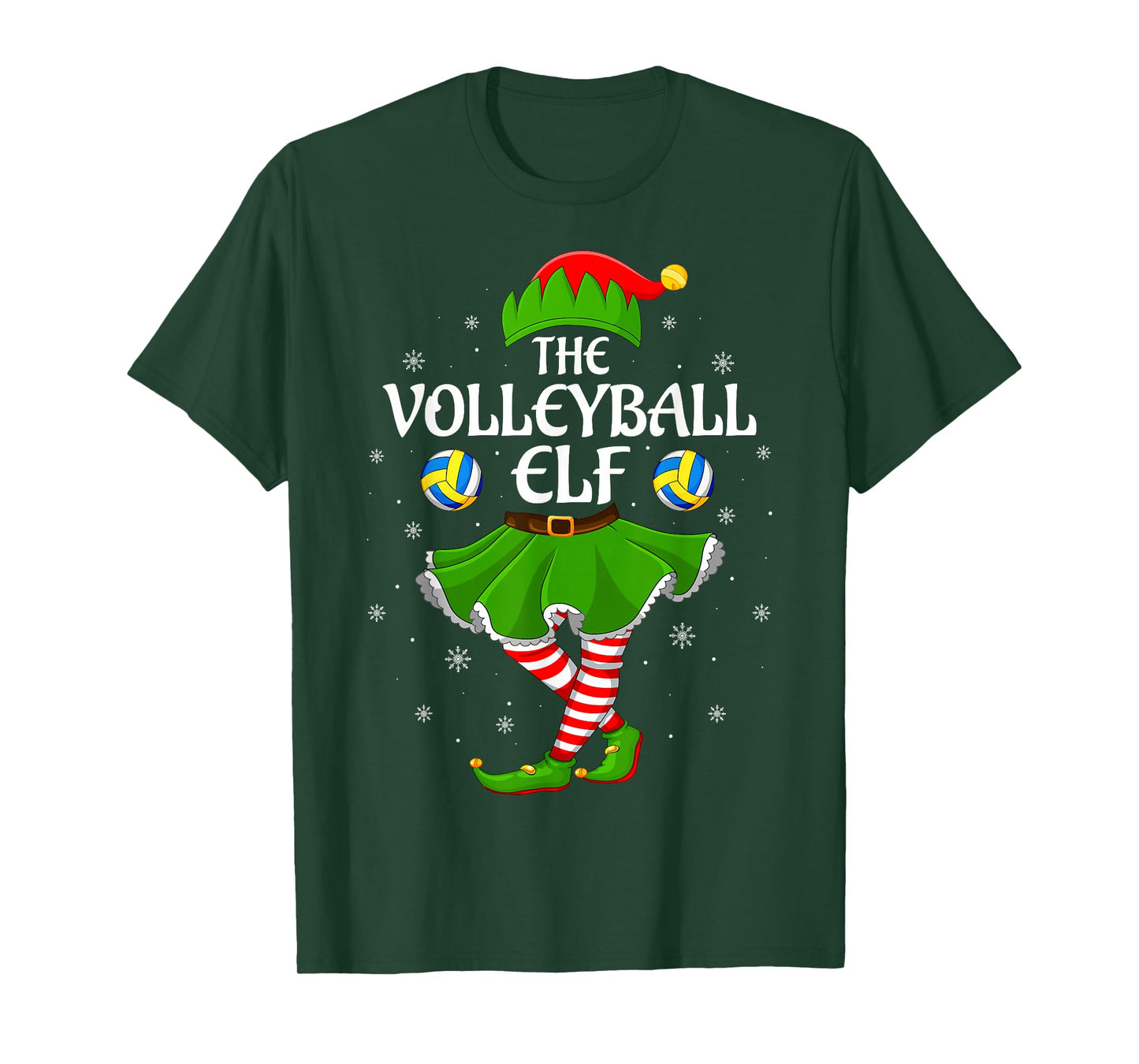 Volleyball Elf Christmas Family Girls Women Elf Squad Xmas T-Shirt