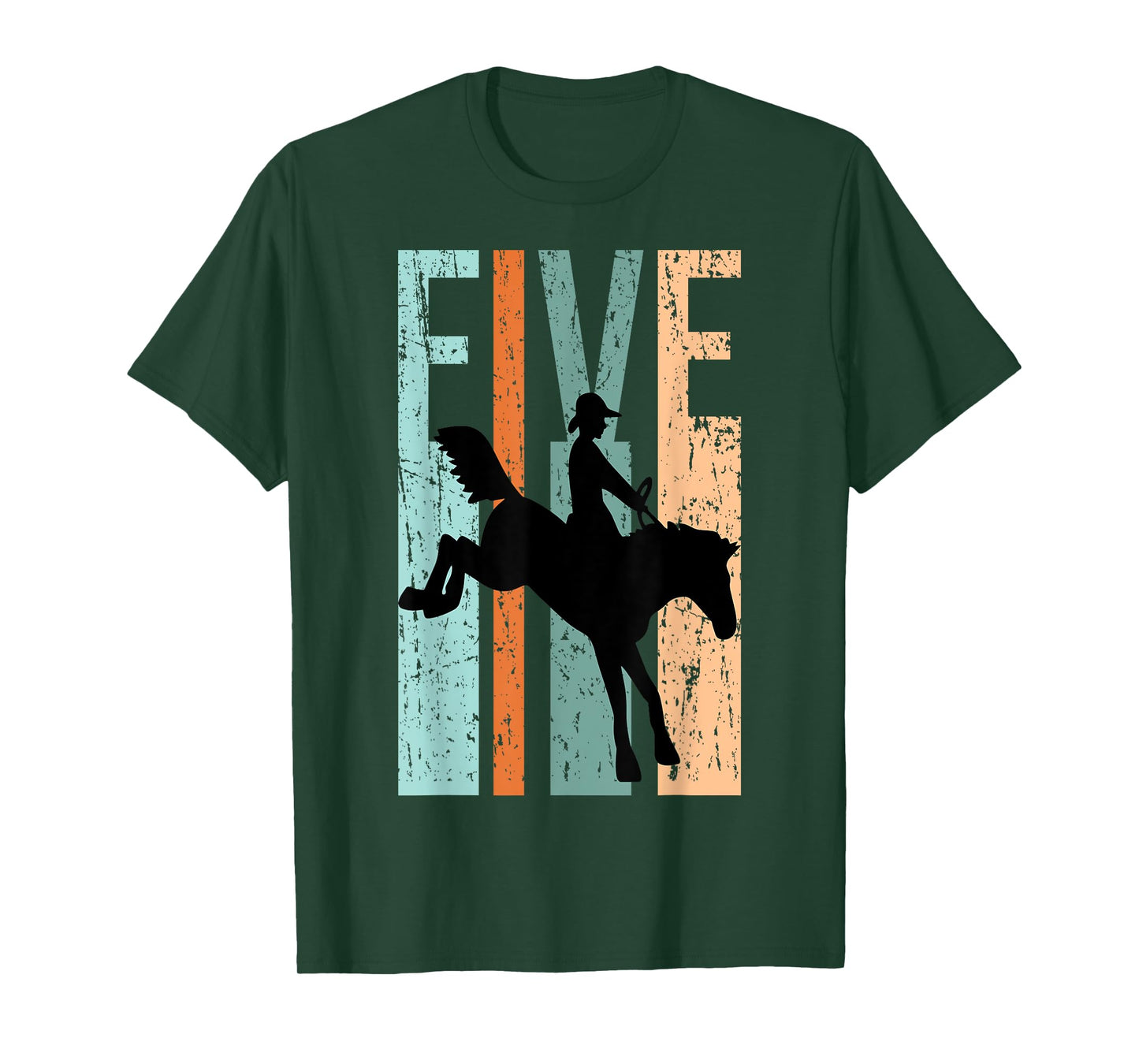5th Birthday Kids Retro Rodeo Horse Lovers Cowboys Rider T-Shirt