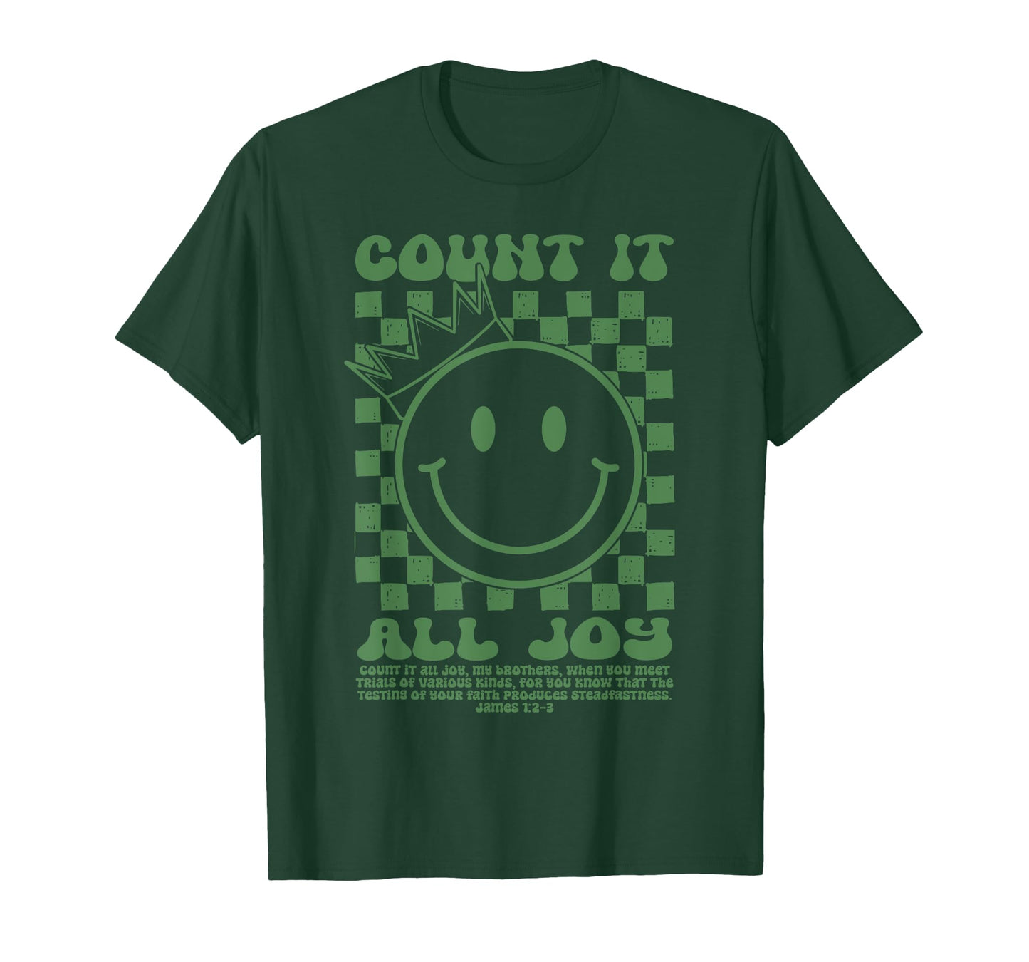 Count It All Joy Christian Bible Verse Groovy Smile Face T-Shirt