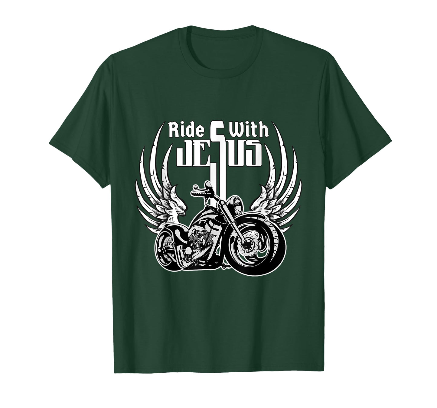 Ride With Jesus Christian Biker Men Women Kids Motorcycle T-Shirt