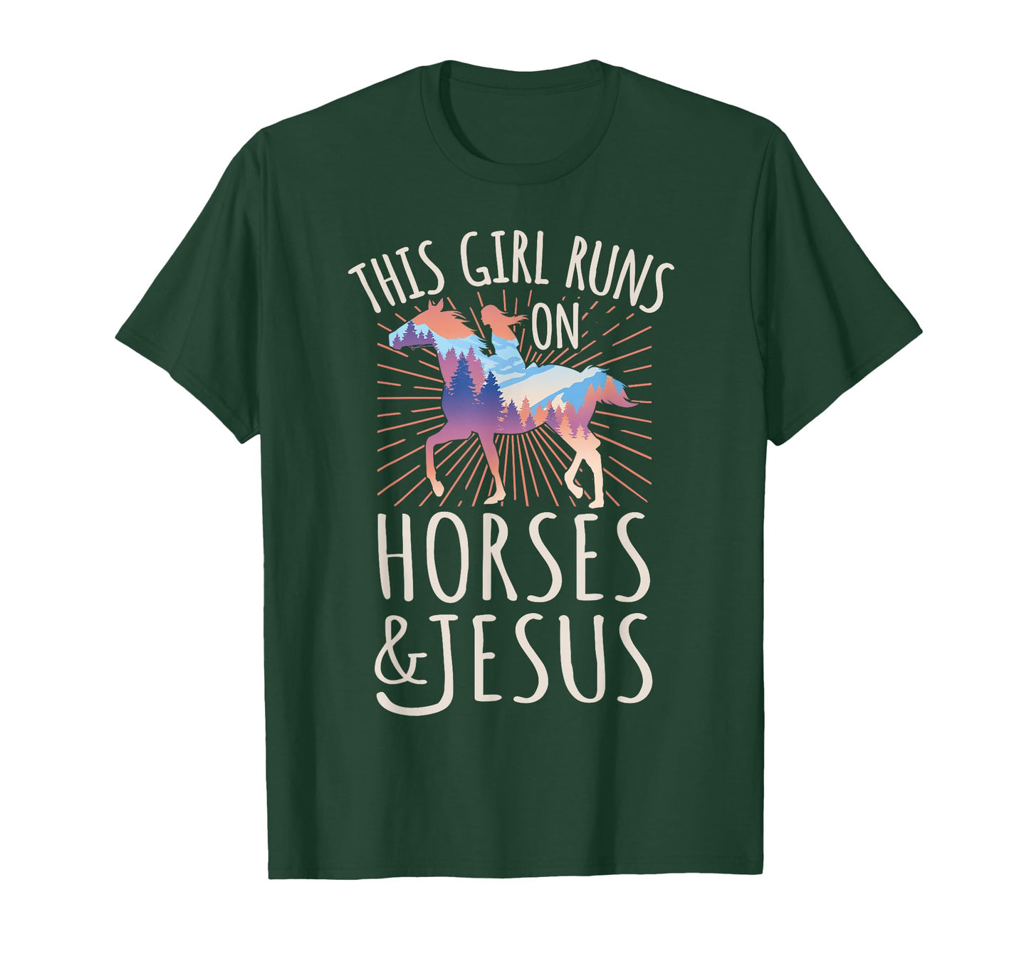 Horse Rider - This Girl Runs On Horses And Jesus T-Shirt