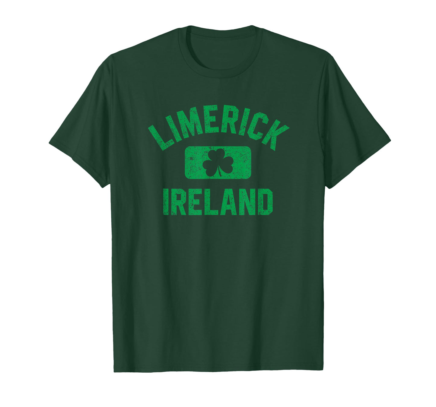 Limerick Ireland Gym Style Distressed Green Print T-Shirt