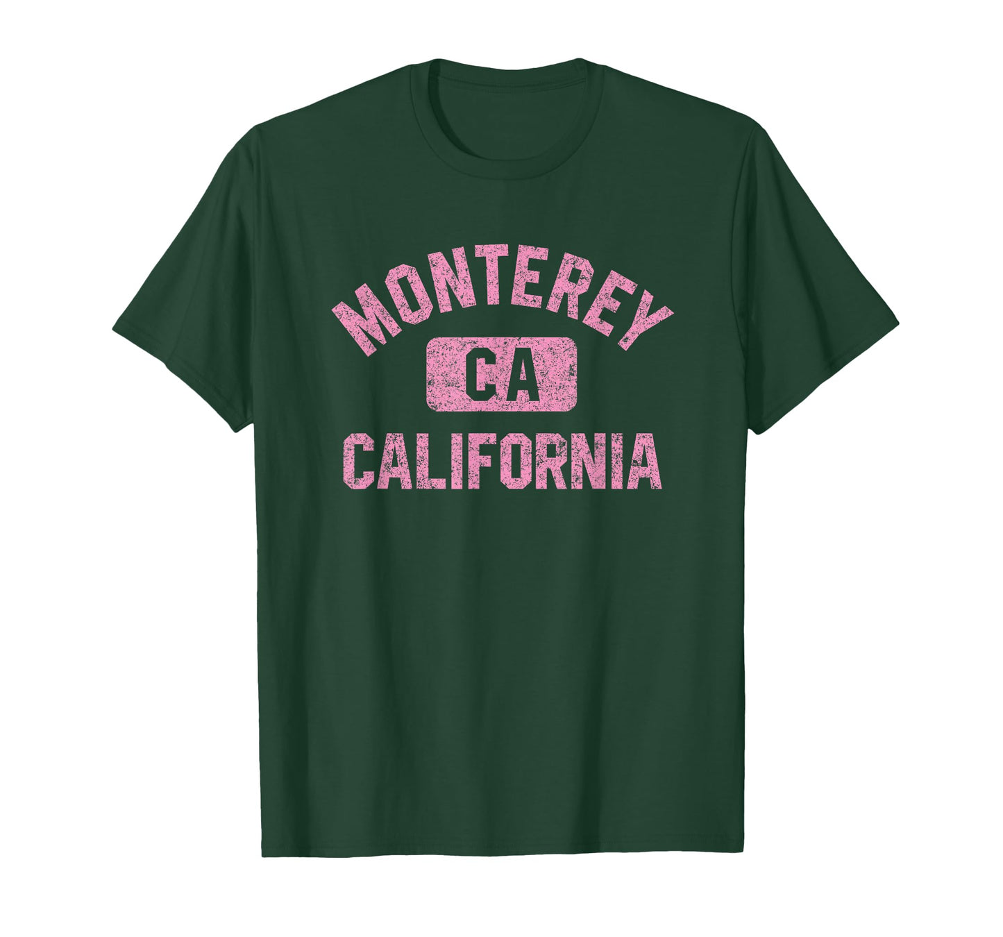 Monterey California Gym Style Distressed Pink Print T-Shirt