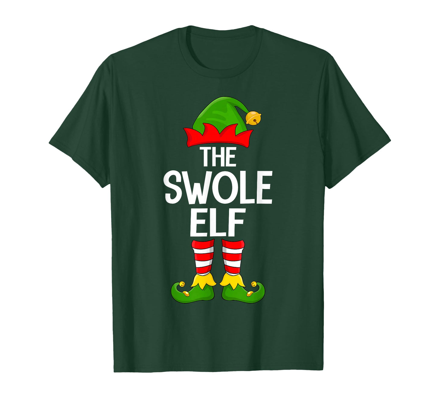 Swole Elf Xmas Matching Family Elf Squad Christmas T-Shirt