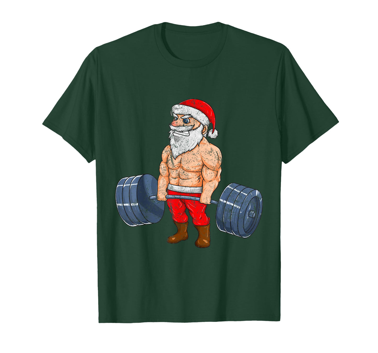 Vintage Santa Weightlifting Bodybuilder Muscle Fitness T-Shirt