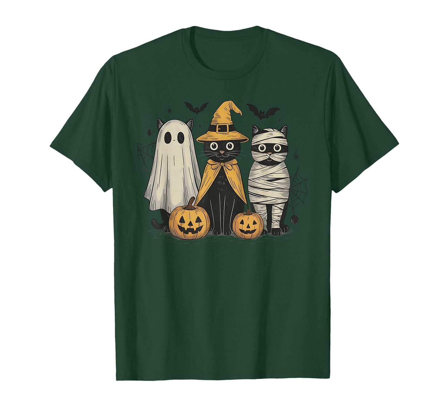 Black Cat Witch Ghost Scary Halloween Pumpkin Men Kids Gifts T-Shirt