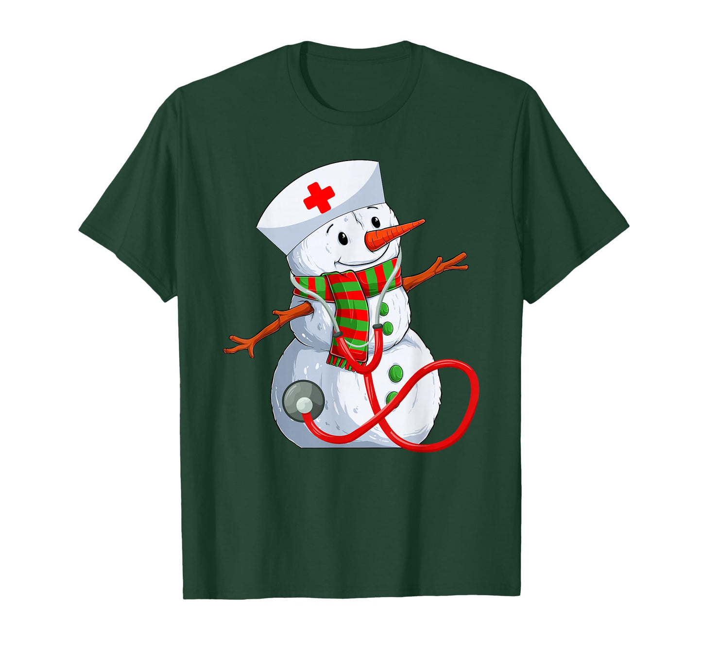 Snowman Nurse Christmas Stethoscope Nursing Scrub Tops Xmas T-Shirt