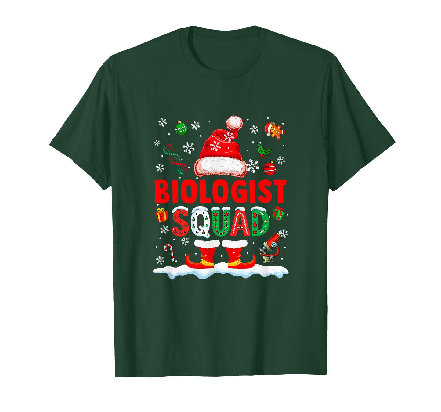 Biologist Squad Men Job Christmas Santa Costume Bow Tie T-Shirt