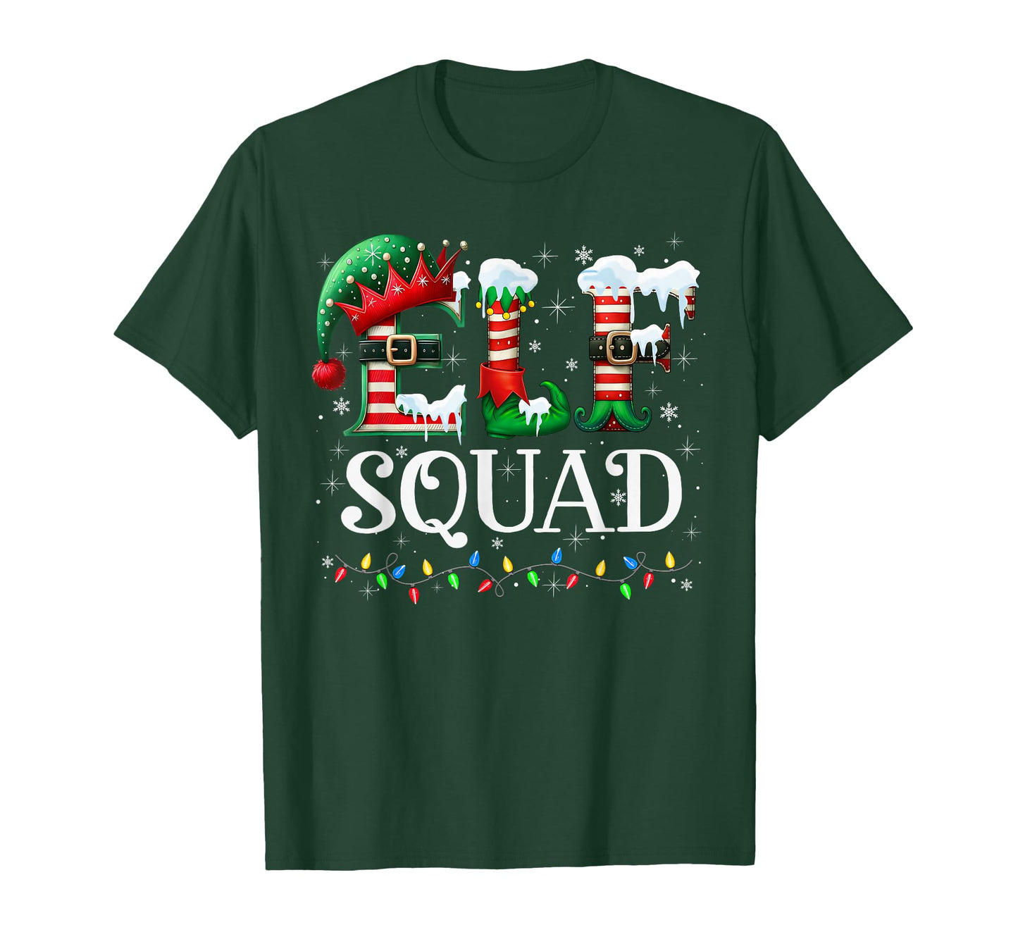Elf Squad Family Merry Christmas Santa Holiday Xmas Lights T-Shirt